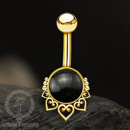 316L Steel Belly Piercing ,Perhiasan Tindik Pusar Stainless warna Gold, batu asli banyak pilihan