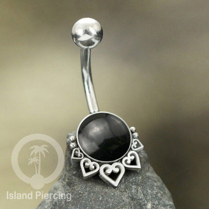 316L Steel Belly Piercing ,Perhiasan Tindik Pusar Stainless warna silver, batu asli banyak pilihan