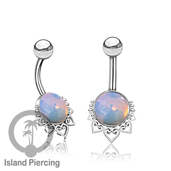 316L Steel Belly Piercing ,Perhiasan Tindik Pusar Stainless warna silver, batu asli banyak pilihan