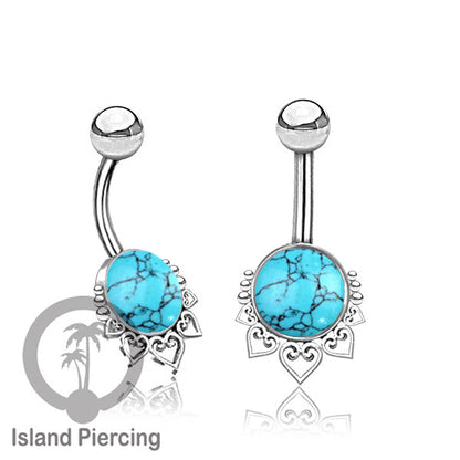 316L Steel Belly Piercing ,Perhiasan Tindik Pusar Stainless warna silver, batu asli banyak pilihan