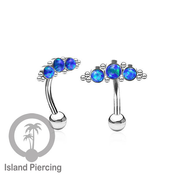 Stainless Steel Belly Piercing, Tindik Pusar Baja warna silver dengan 3 batu