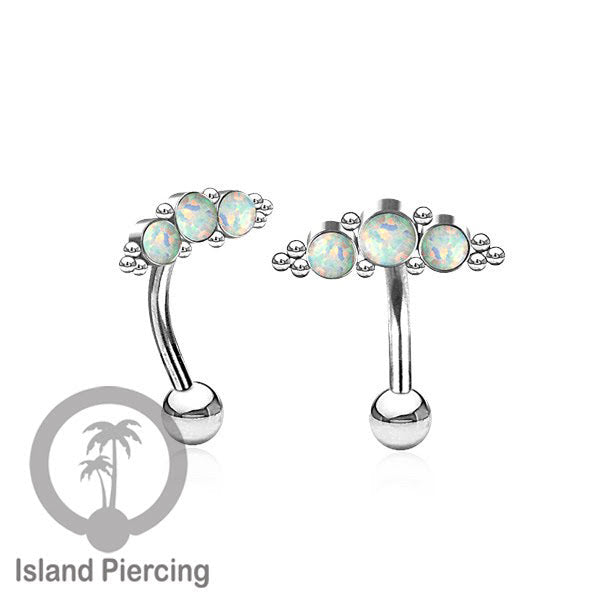 Stainless Steel Belly Piercing, Tindik Pusar Baja warna silver dengan 3 batu
