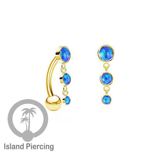 Stainless Steel Navel Piercing, Tindik Pusar Baja Beda warna Silver dengan batu gantung