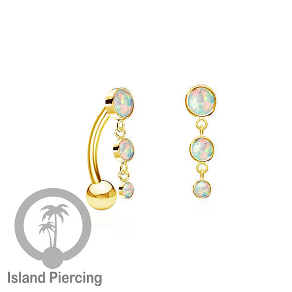 Stainless Steel Navel Piercing, Tindik Pusar Baja Beda warna Silver dengan batu gantung
