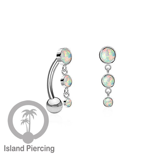 Stainless Steel Navel Piercing, Tindik Pusar Baja Beda warna Silver dengan batu gantung