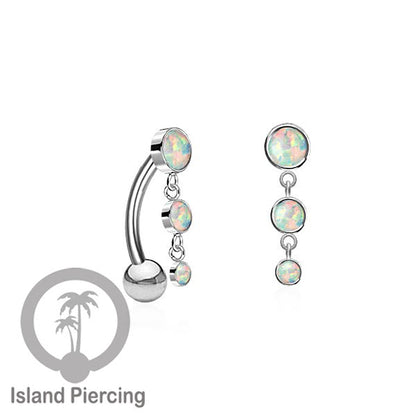 Stainless Steel Navel Piercing, Tindik Pusar Baja Beda warna Silver dengan batu gantung