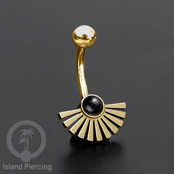 Anting Pusar/Navel Bar bahan stainless steel warna gold dengan pilihan warna Resin