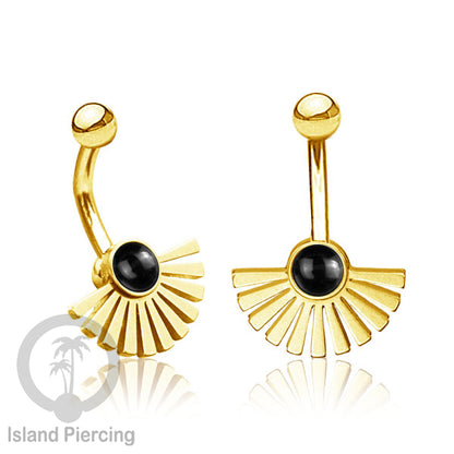Anting Pusar/Navel Bar bahan stainless steel warna gold dengan pilihan warna Resin