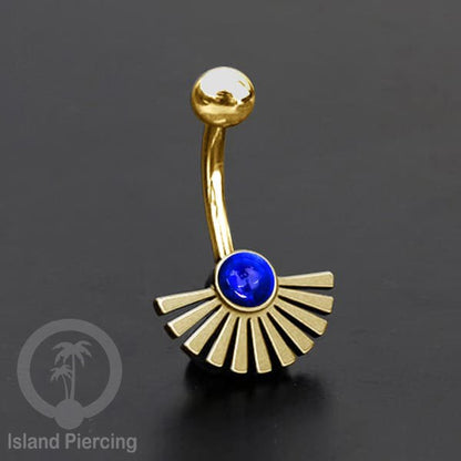 Anting Pusar/Navel Bar bahan stainless steel warna gold dengan pilihan warna Resin