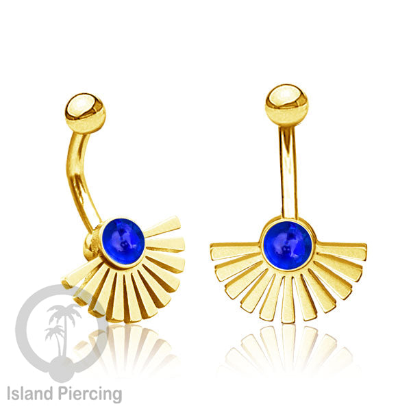 Anting Pusar/Navel Bar bahan stainless steel warna gold dengan pilihan warna Resin