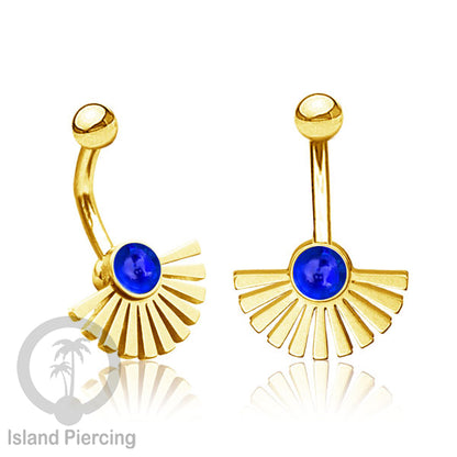 Anting Pusar/Navel Bar bahan stainless steel warna gold dengan pilihan warna Resin