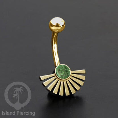 Anting Pusar/Navel Bar bahan stainless steel warna gold dengan pilihan warna Resin