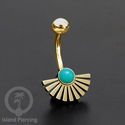 Anting Pusar/Navel Bar bahan stainless steel warna gold dengan pilihan warna Resin