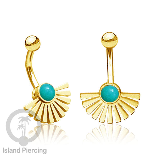 Anting Pusar/Navel Bar bahan stainless steel warna gold dengan pilihan warna Resin