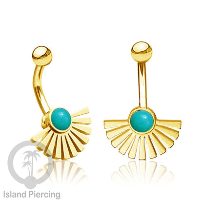 Anting Pusar/Navel Bar bahan stainless steel warna gold dengan pilihan warna Resin