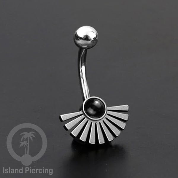 Anting Tindik Pusar/Navel Bar bahan Stainless steel warna silver dengan pilihan warna Resin