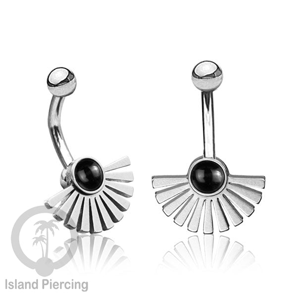 Anting Tindik Pusar/Navel Bar bahan Stainless steel warna silver dengan pilihan warna Resin
