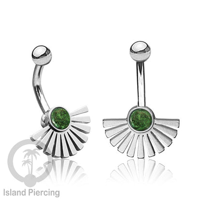 Anting Tindik Pusar/Navel Bar bahan Stainless steel warna silver dengan pilihan warna Resin