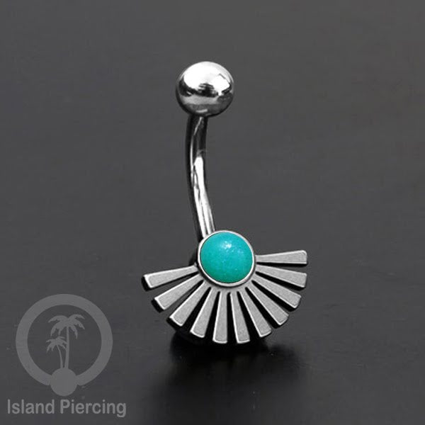 Anting Tindik Pusar/Navel Bar bahan Stainless steel warna silver dengan pilihan warna Resin