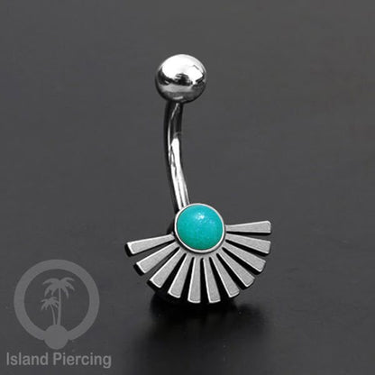 Anting Tindik Pusar/Navel Bar bahan Stainless steel warna silver dengan pilihan warna Resin