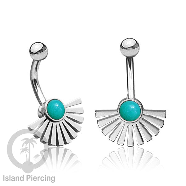 Anting Tindik Pusar/Navel Bar bahan Stainless steel warna silver dengan pilihan warna Resin