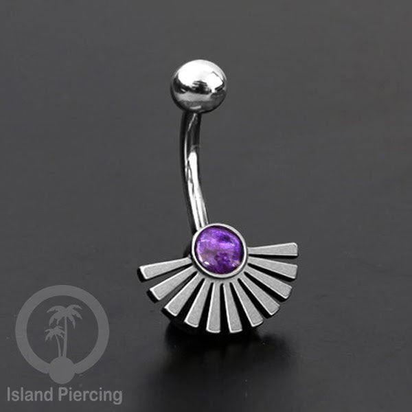 Anting Tindik Pusar/Navel Bar bahan Stainless steel warna silver dengan pilihan warna Resin