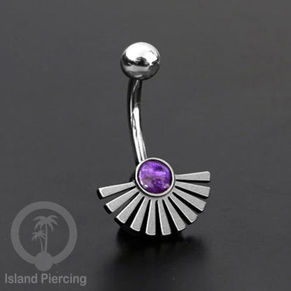 Anting Tindik Pusar/Navel Bar bahan Stainless steel warna silver dengan pilihan warna Resin