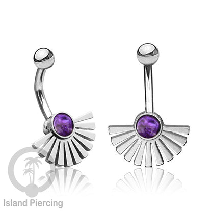 Anting Tindik Pusar/Navel Bar bahan Stainless steel warna silver dengan pilihan warna Resin