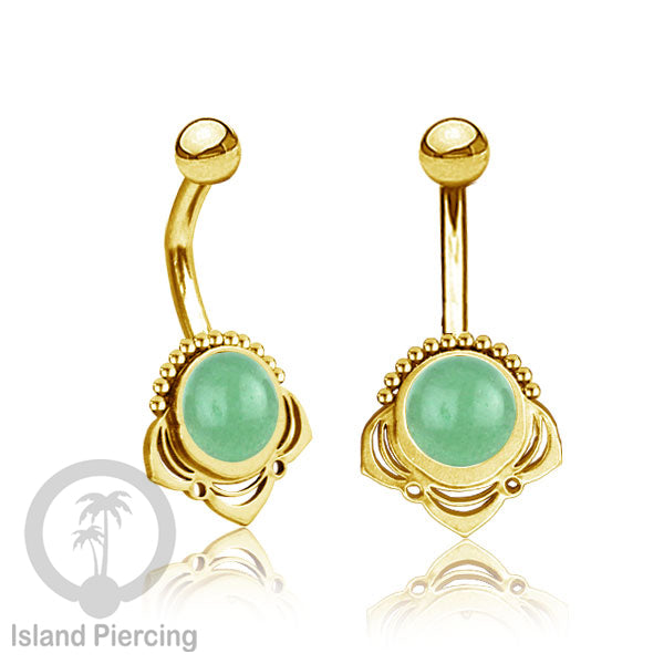 Anting Tindik Pusar/Navel Bar Stainless steel unik warna gold dengan banyak pilihan batu murni