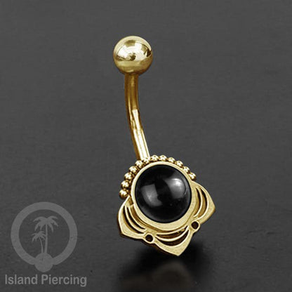 Anting Tindik Pusar/Navel Bar Stainless steel unik warna gold dengan banyak pilihan batu murni