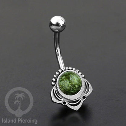 Anting Tindik Pusar/Navel Bar Stainless steel unik warna silver dengan banyak pilihan batu murni