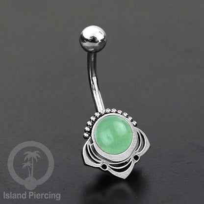 Anting Tindik Pusar/Navel Bar Stainless steel unik warna silver dengan banyak pilihan batu murni