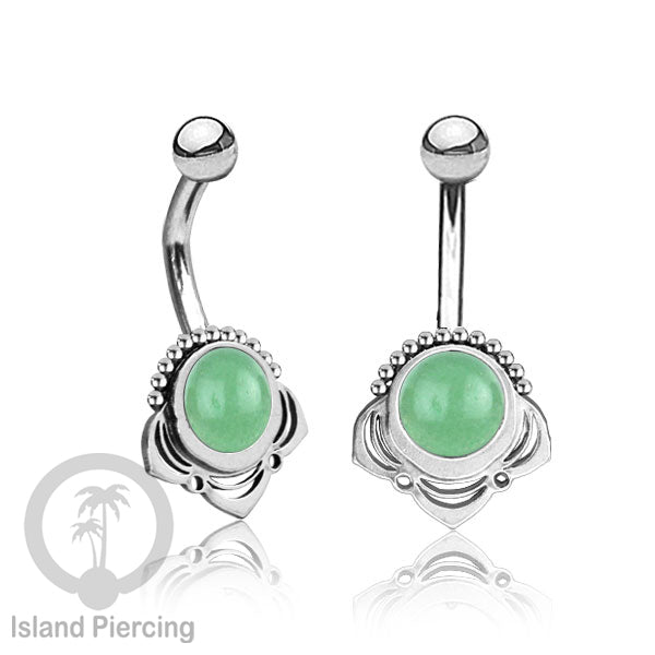 Anting Tindik Pusar/Navel Bar Stainless steel unik warna silver dengan banyak pilihan batu murni