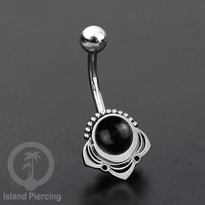 Anting Tindik Pusar/Navel Bar Stainless steel unik warna silver dengan banyak pilihan batu murni