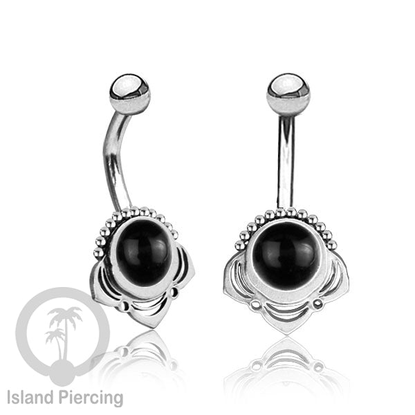 Anting Tindik Pusar/Navel Bar Stainless steel unik warna silver dengan banyak pilihan batu murni