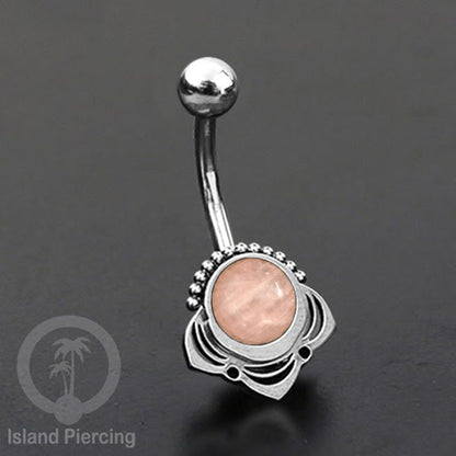 Anting Tindik Pusar/Navel Bar Stainless steel unik warna silver dengan banyak pilihan batu murni