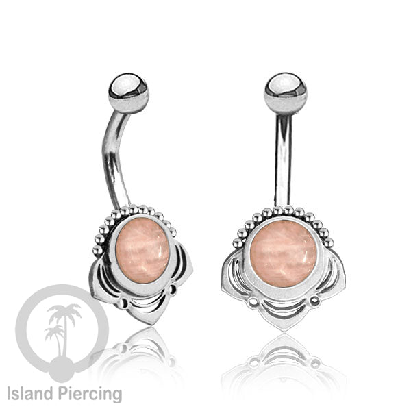 Anting Tindik Pusar/Navel Bar Stainless steel unik warna silver dengan banyak pilihan batu murni