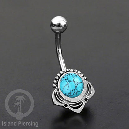 Anting Tindik Pusar/Navel Bar Stainless steel unik warna silver dengan banyak pilihan batu murni