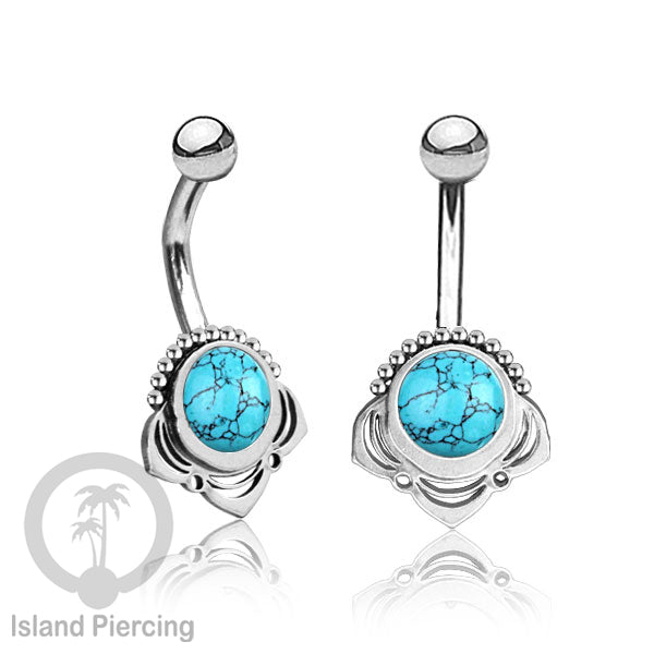 Anting Tindik Pusar/Navel Bar Stainless steel unik warna silver dengan banyak pilihan batu murni