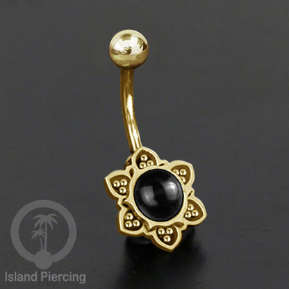Anting Tindik Pusar/Navel Bar bahan Stainless steel warna gold dengan banyak pilihan batu murni