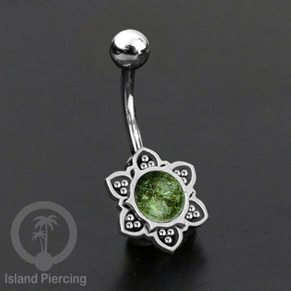 Anting Tindik Pusar/Navel Bar bahan Stainless steel warna silver dengan banyak pilihan batu murni (Copy)