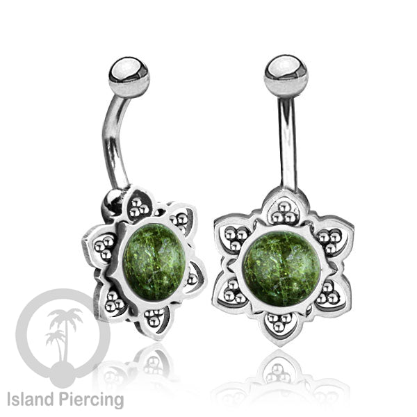 Anting Tindik Pusar/Navel Bar bahan Stainless steel warna silver dengan banyak pilihan batu murni (Copy)