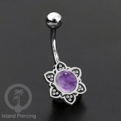 Anting Tindik Pusar/Navel Bar bahan Stainless steel warna silver dengan banyak pilihan batu murni (Copy)