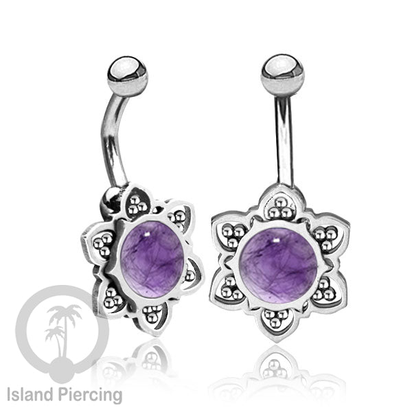 Anting Tindik Pusar/Navel Bar bahan Stainless steel warna silver dengan banyak pilihan batu murni (Copy)