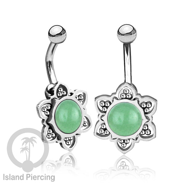Anting Tindik Pusar/Navel Bar bahan Stainless steel warna silver dengan banyak pilihan batu murni (Copy)