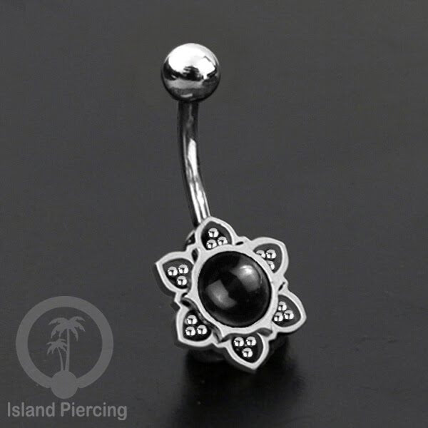 Anting Tindik Pusar/Navel Bar bahan Stainless steel warna silver dengan banyak pilihan batu murni (Copy)