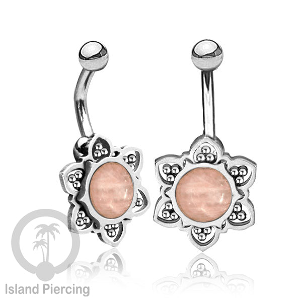 Anting Tindik Pusar/Navel Bar bahan Stainless steel warna silver dengan banyak pilihan batu murni (Copy)