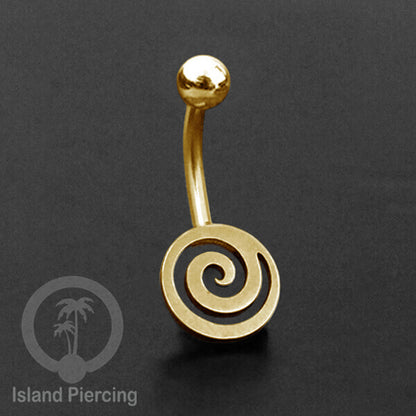 Anting Tindik Pusar Stainless Steel Navel Bar warna gold motif Peace, Spiral, Pentagram, Anarchy...