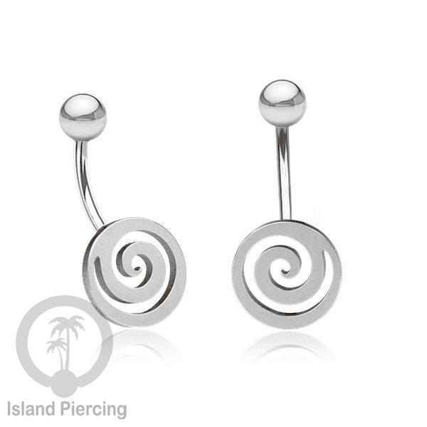 Anting Tindik Pusar Stainless Steel Navel Bar warna silver motif Peace, Spiral, Pentagram, Anarchy...