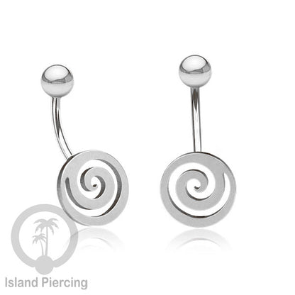 Anting Tindik Pusar Stainless Steel Navel Bar warna silver motif Peace, Spiral, Pentagram, Anarchy...